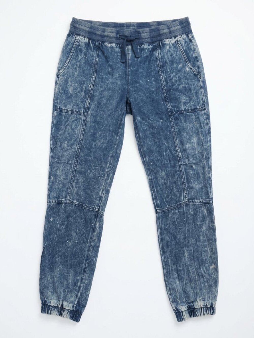 RVCA- Roundhouse Slate Blue Acid Wash Drawstring Joggers pants denim-look MEDIUM